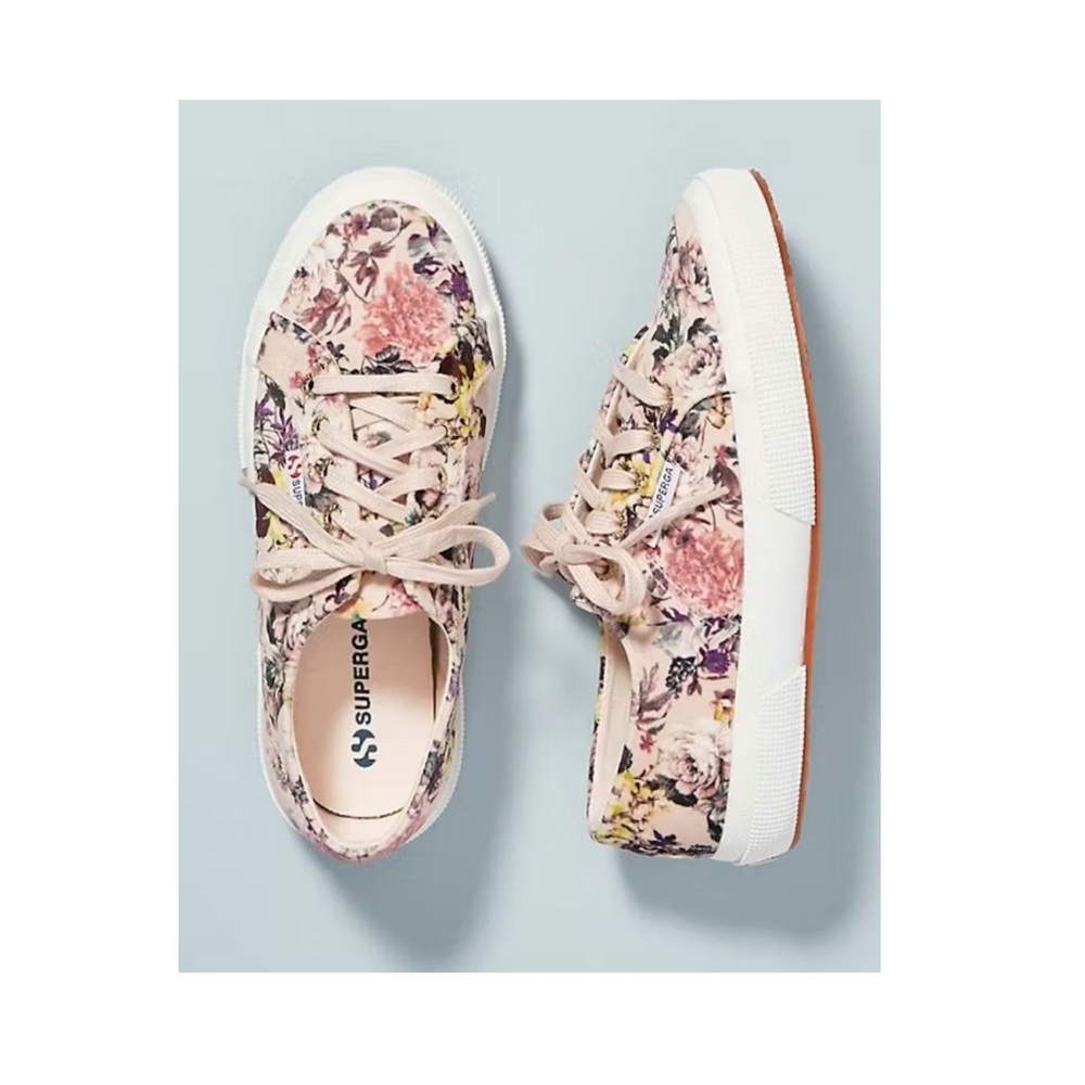 Superga Pink Floral Canvas Low-Top Sneakers